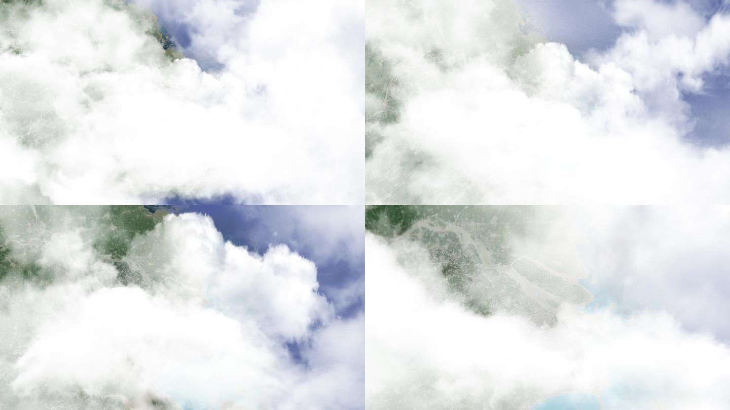 【4K】云层穿梭到地面坐标AE模板