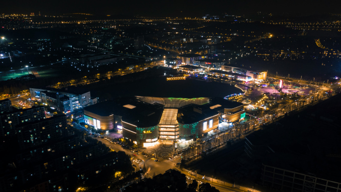 南京仙林金鹰夜景航拍延时