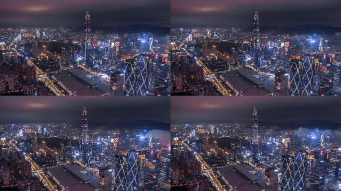 雨后的深圳夜景航拍延时