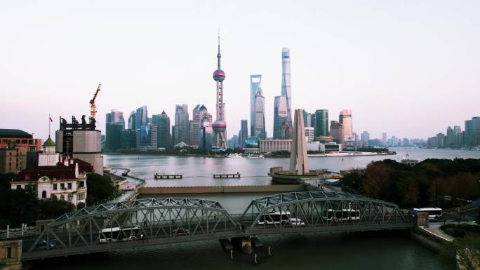 4K航拍上海外白渡桥