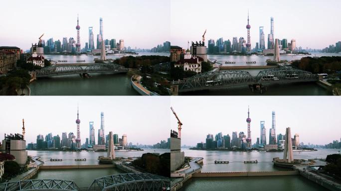 4K航拍上海外白渡桥