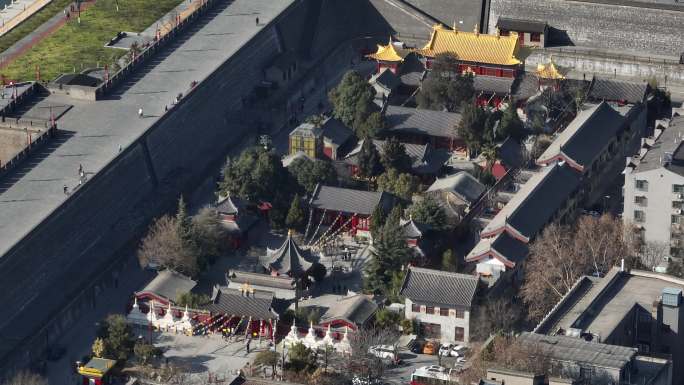 西安广仁寺航拍西安地标性建筑西安城市风光