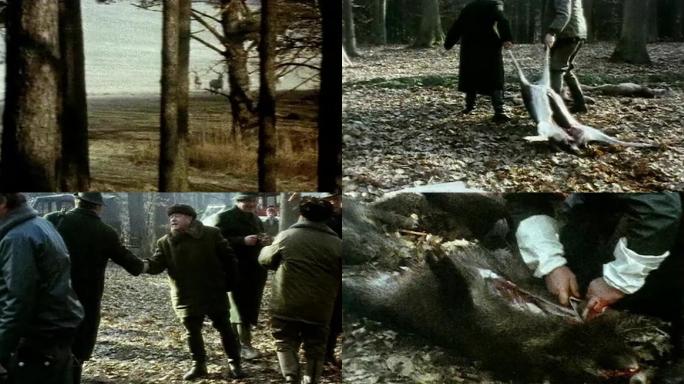 60年代西方欧洲秋季打猎猎人