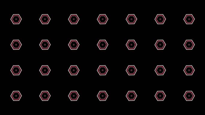 4K红色六边形动感节奏视频-通道循环