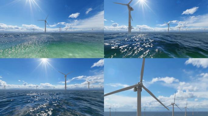 4k海上风电风机风力水电新能源