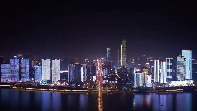 长沙湘江五一路城市夜景