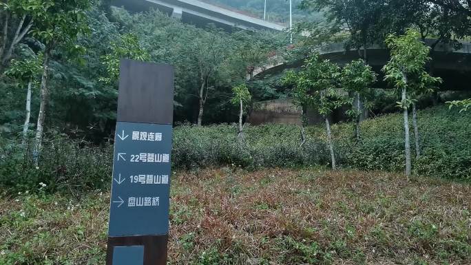 深圳宝安铁仔山公园下雨天指路牌