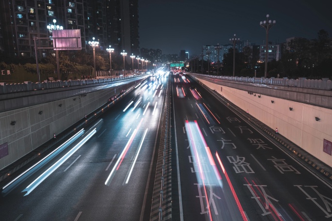 汽车隧道车流夜景延时素材