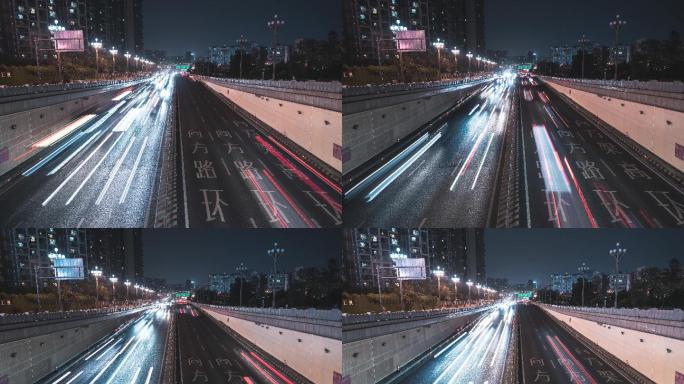 汽车隧道车流夜景延时素材