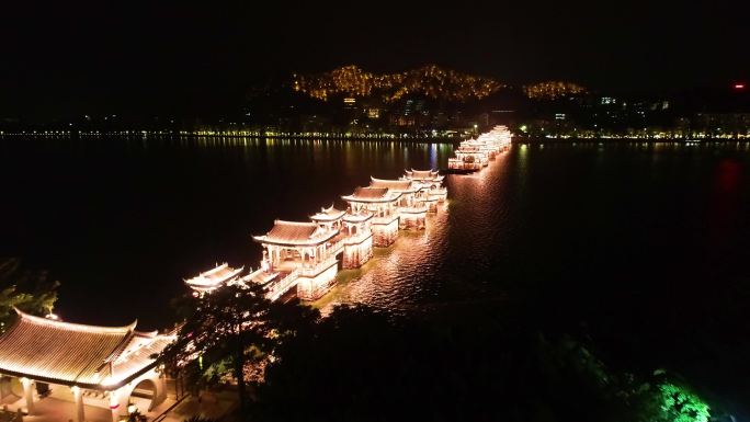 潮州 广济桥 湘子桥灯光秀夜景  壮观