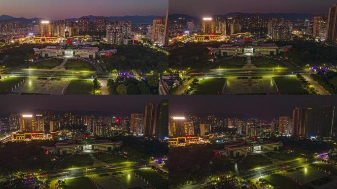 广西贵港市政府夜景航拍延时
