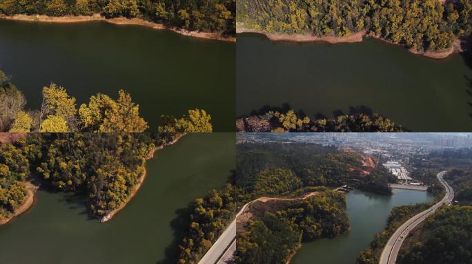 航拍昆明西北沙河水库