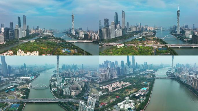 广州二沙岛珠江新城建筑风光航拍2022新