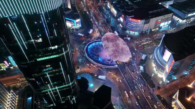 上海五角场航拍夜景