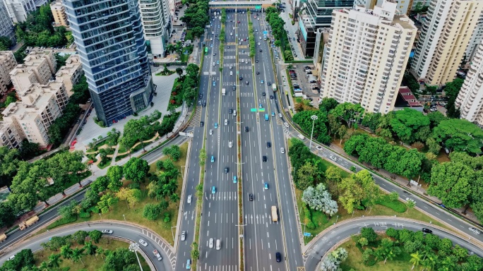 【正版素材】城市道路航拍0125-C