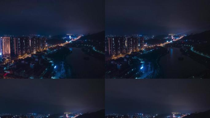 5k 郴州夜景大范围航拍延时