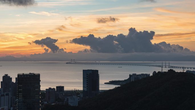 4K高清港珠澳大桥日出延时