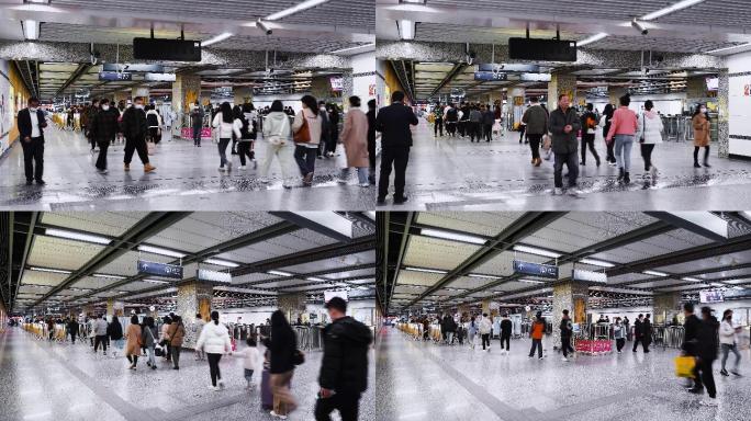 4K地铁进出站人群客流延时