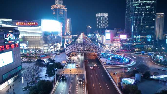 上海五角场航拍夜景