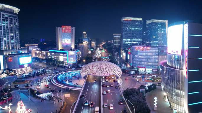 上海五角场航拍夜景