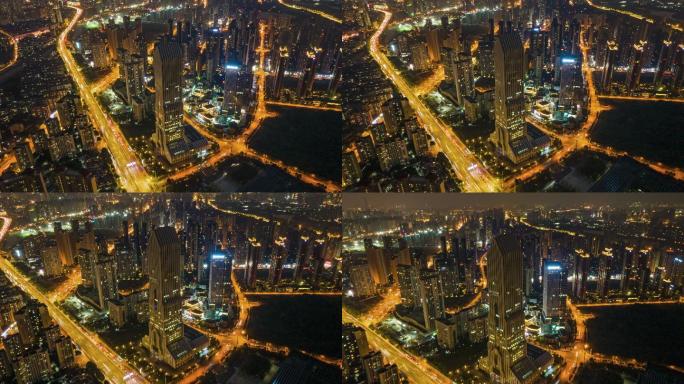武汉长江传媒大厦航拍夜景延时