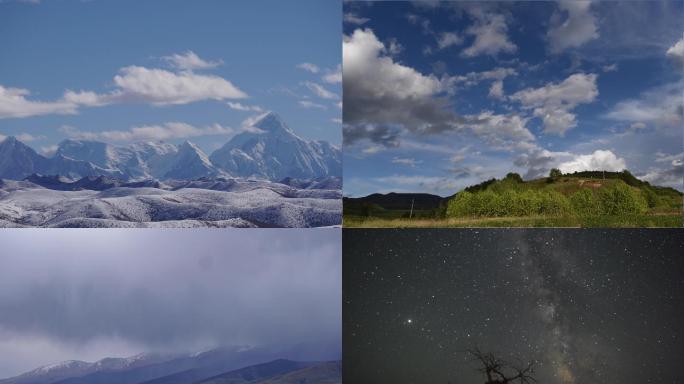 延时摄影：日出，雪山，云朵，青海湖，星空