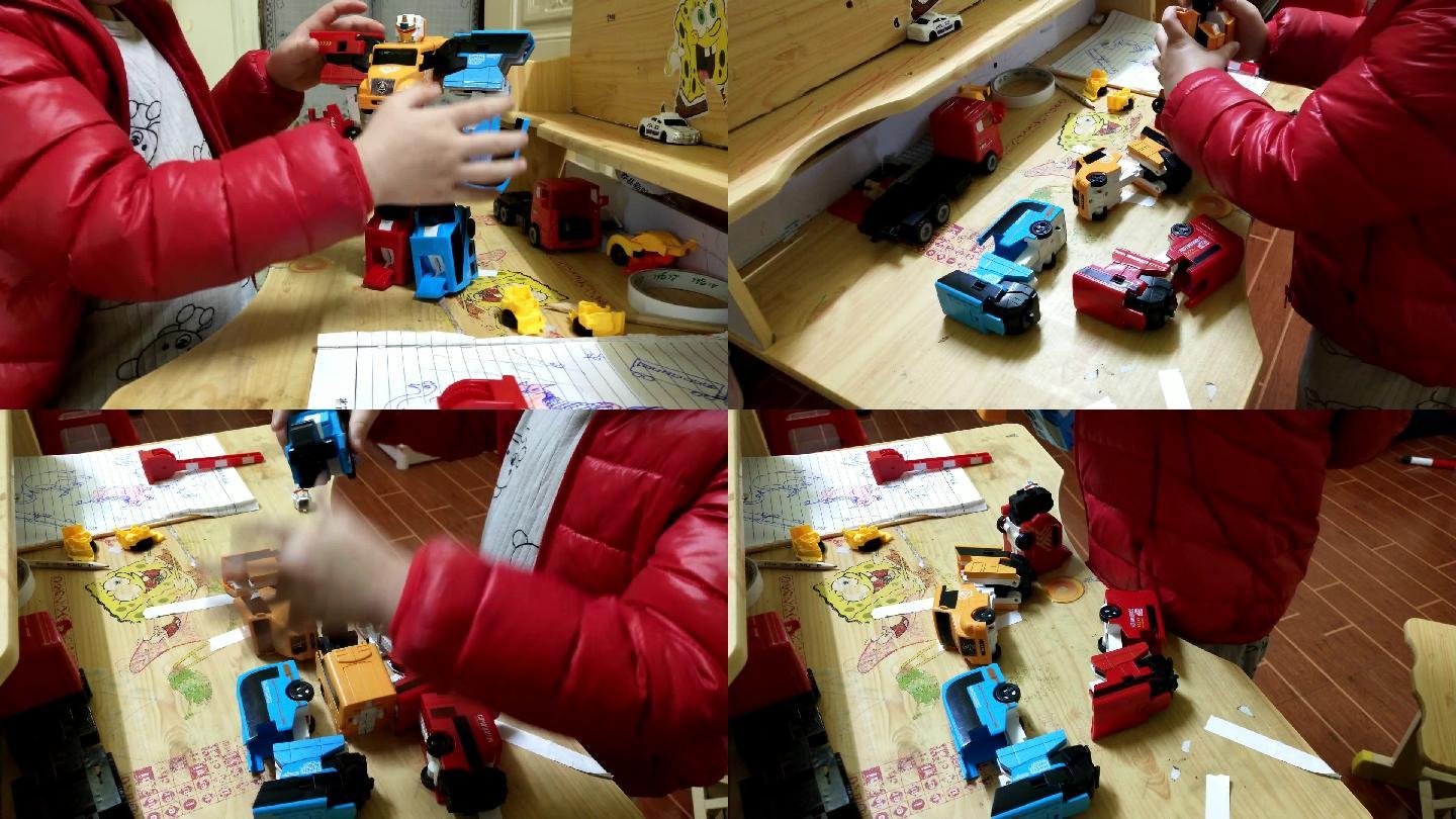 玩具小男孩子弄玩具拆玩具手工小汽车游戏机