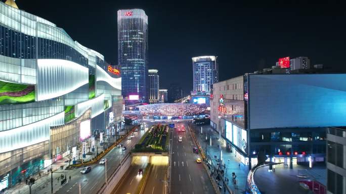 上海五角场航拍夜景