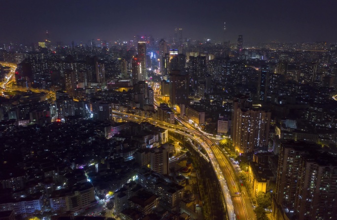 越秀商务区航拍夜景延时