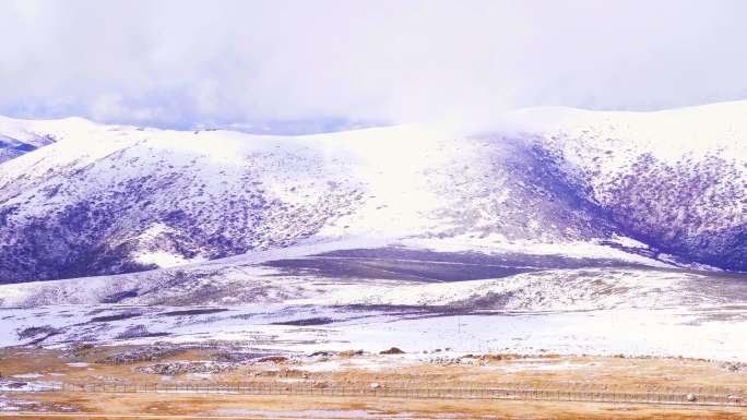 4K冬天高原雪景