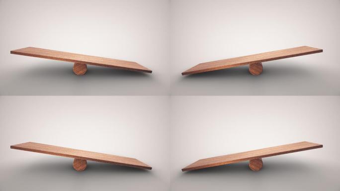 木制跷跷板上的空平衡