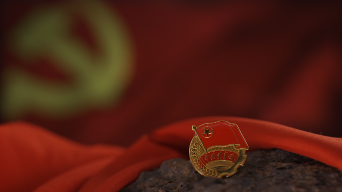 4K50帧原创 红色背景中国共青团团徽