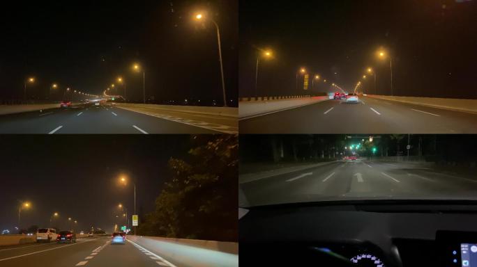 第一视角-深夜开车-夜间城市高速行车4k