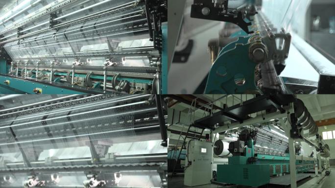 实拍4K工厂织布机针织机