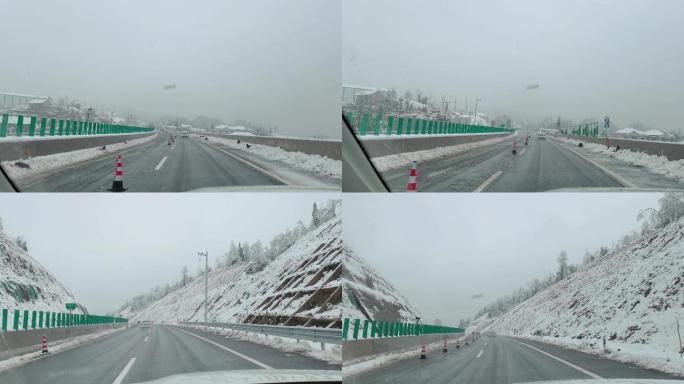 大暴雪天高速公路行车视频素材4K