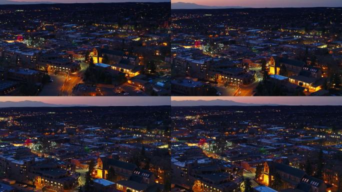 新墨西哥州圣达菲市中心夜景