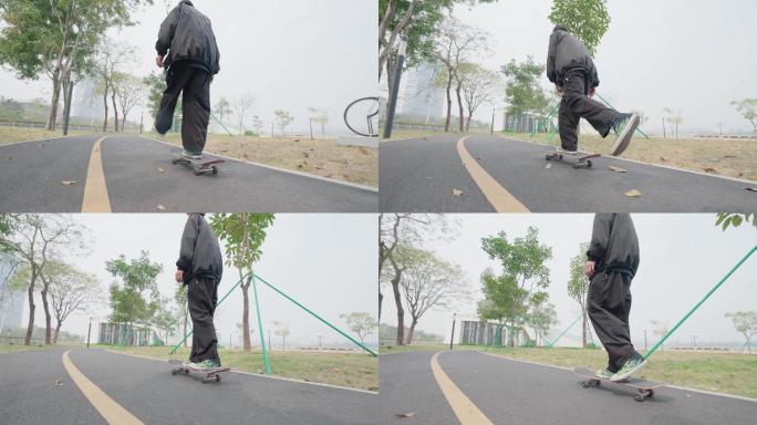 公园玩滑板