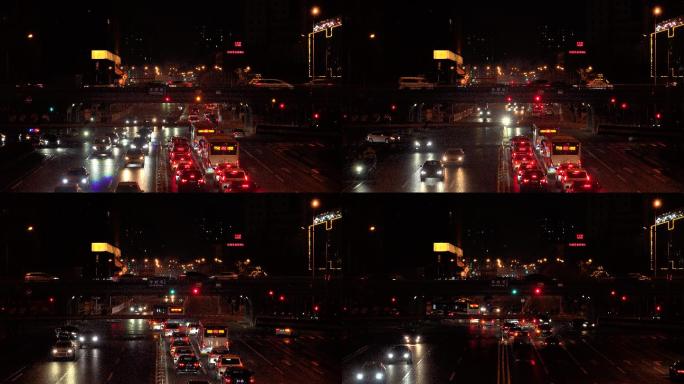 北京华威桥夜景车流