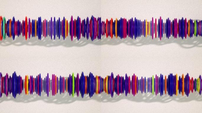 抽象彩色塑料套环震动声波波谱图形动态素材