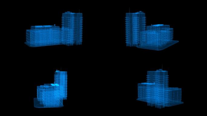 4K三维光影楼房建筑旋转展示通道循环