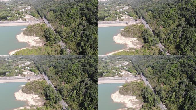 航拍水库公路郊区风景五桂山