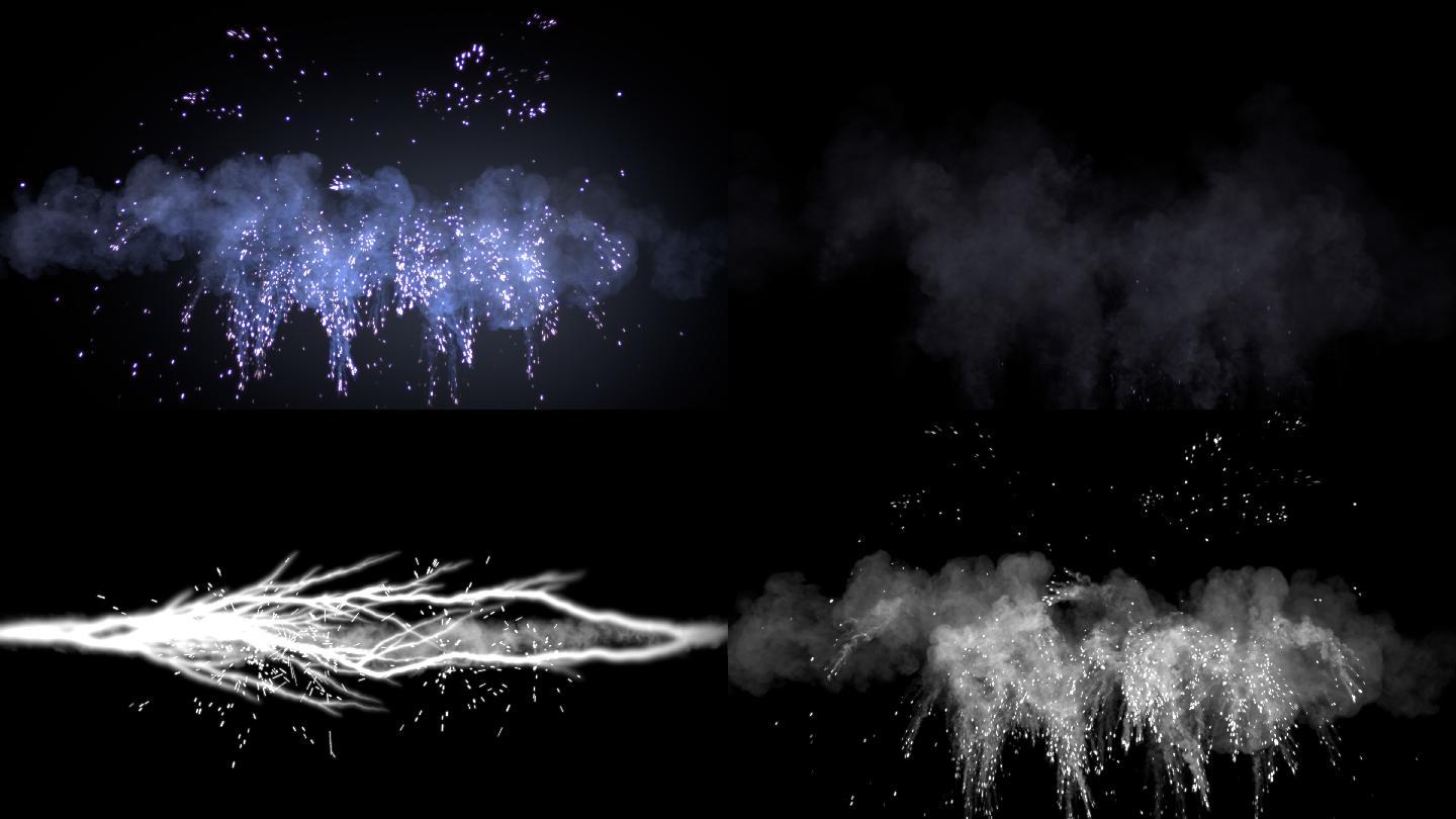 雷击会产生烟雾视频素材动画效果电击粉碎