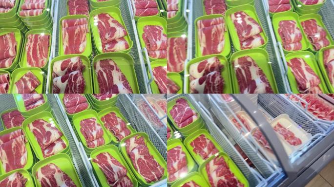 自助餐冰柜里的涮羊肉羊肉片 (2)