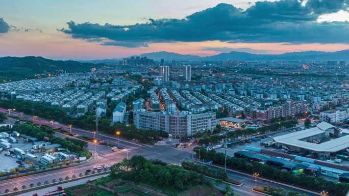 义乌青岩刘中国网店第一村夜景车流延时摄影