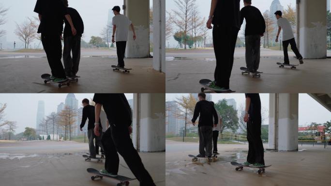 滑板公园玩滑板