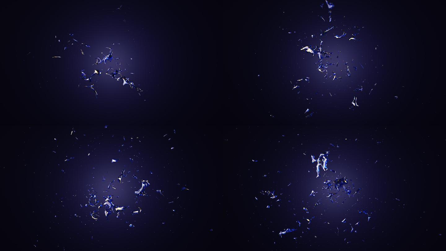 金属碎屑碎片灰尘夜空中飞舞飘舞动态素材