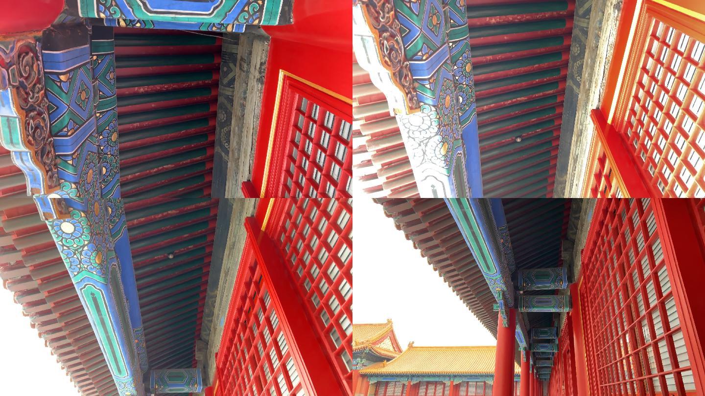 走廊画廊廊檐房梁彩绘琉璃瓦故宫 (1)