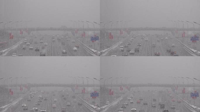 暴雪下的国贸桥