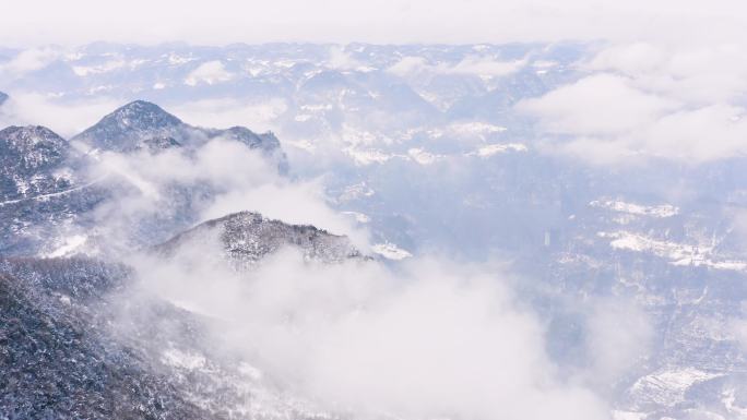 4k航拍恩施雪山雾凇风光