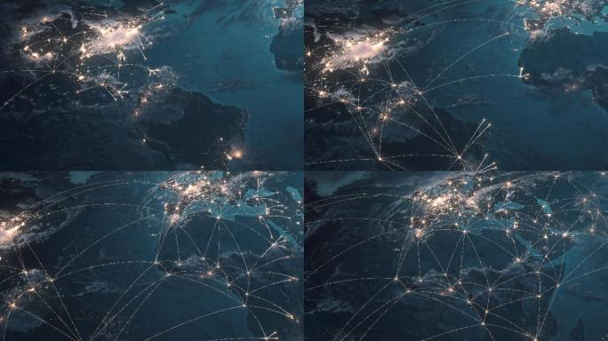 全球连接线不断扩大的网络